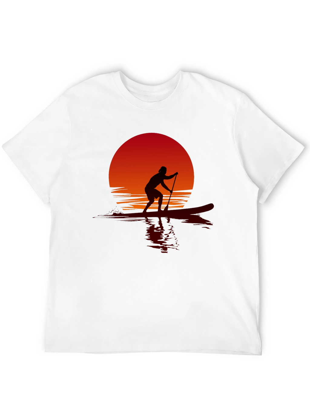 Sunset Paddle Boarder Black T-Shirt
