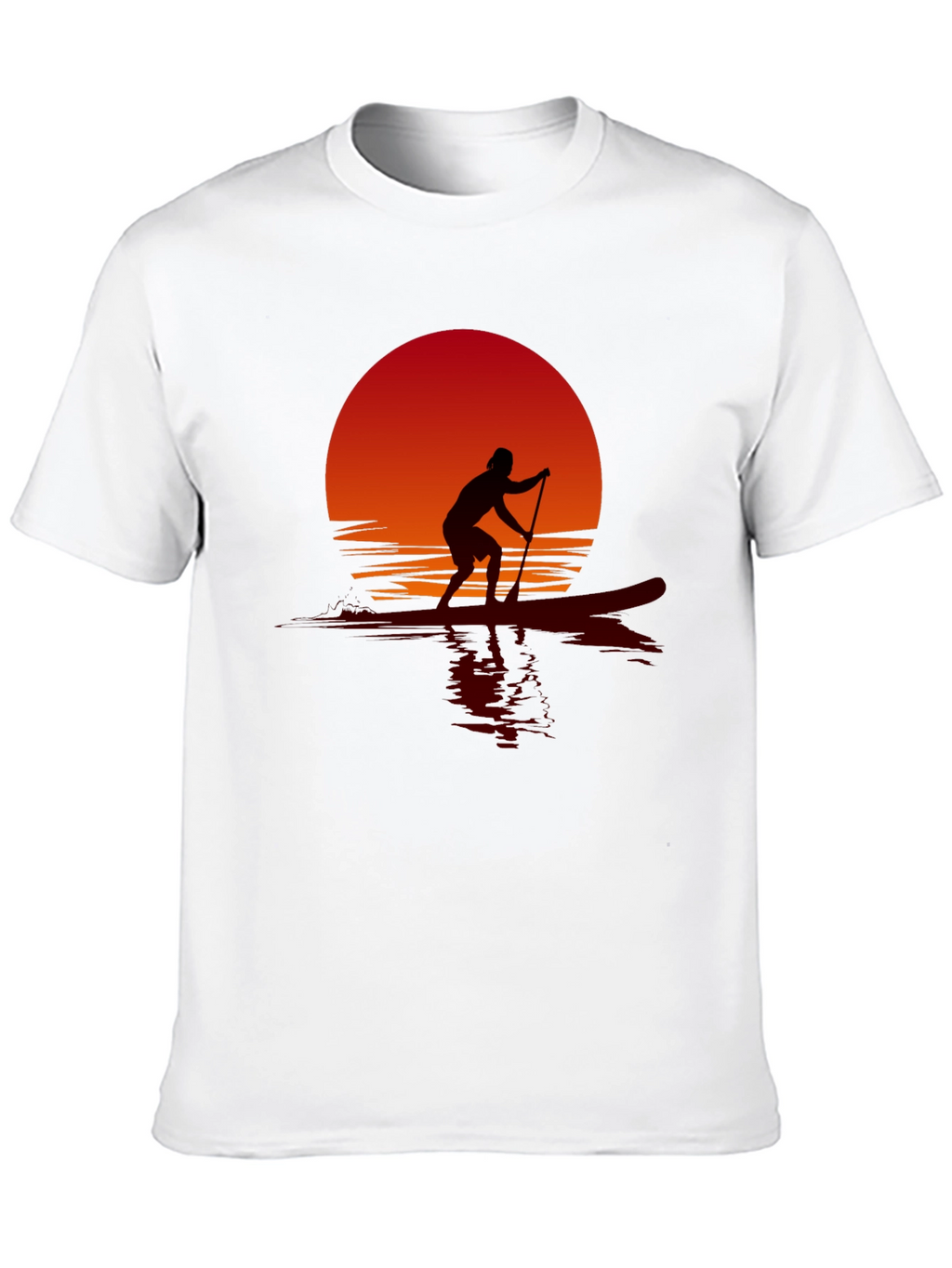 Sunset Paddle Boarder Black T-Shirt