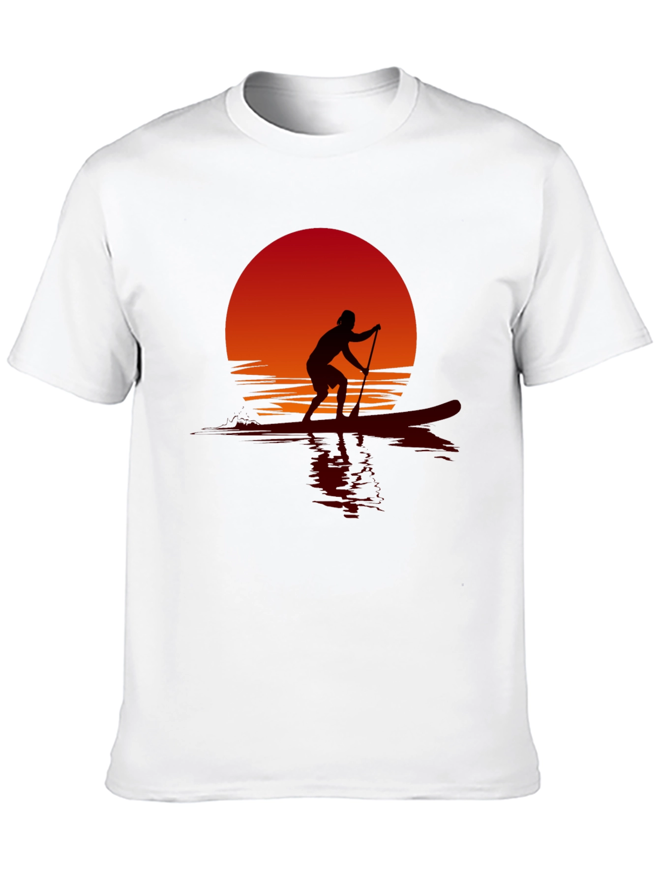 Sunset Paddle Boarder Black T-Shirt
