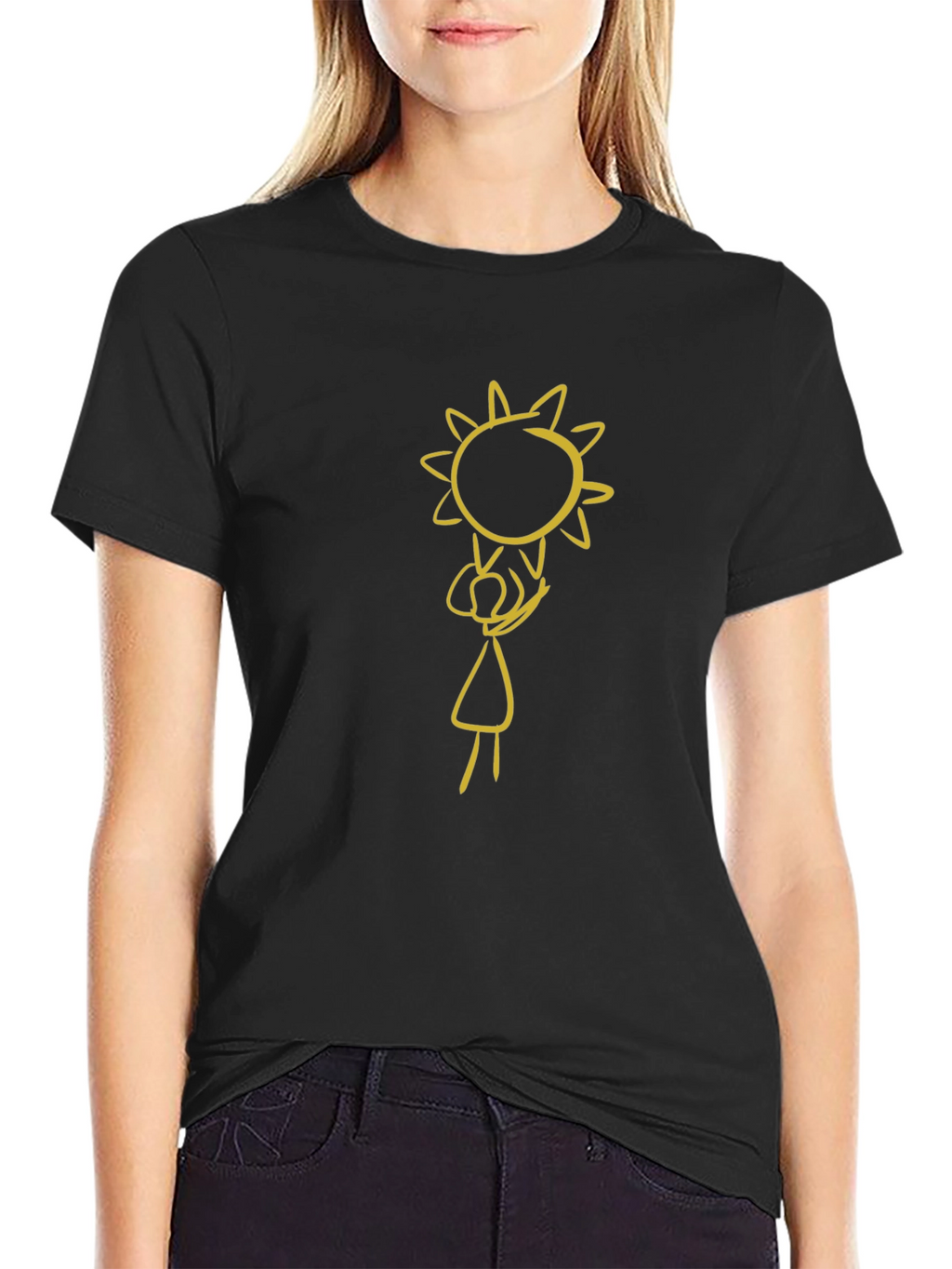Black Graphic Tee: Sun Child Design