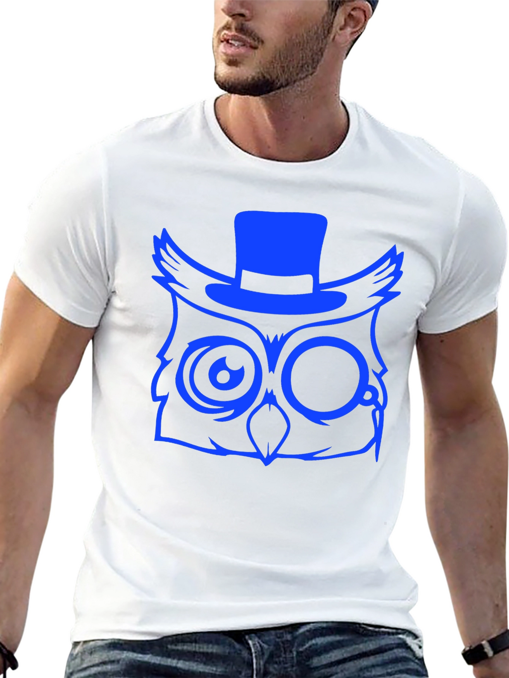 Cool Owl Graphic Print Tee - Black