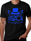 Cool Owl Graphic Print Tee - Black