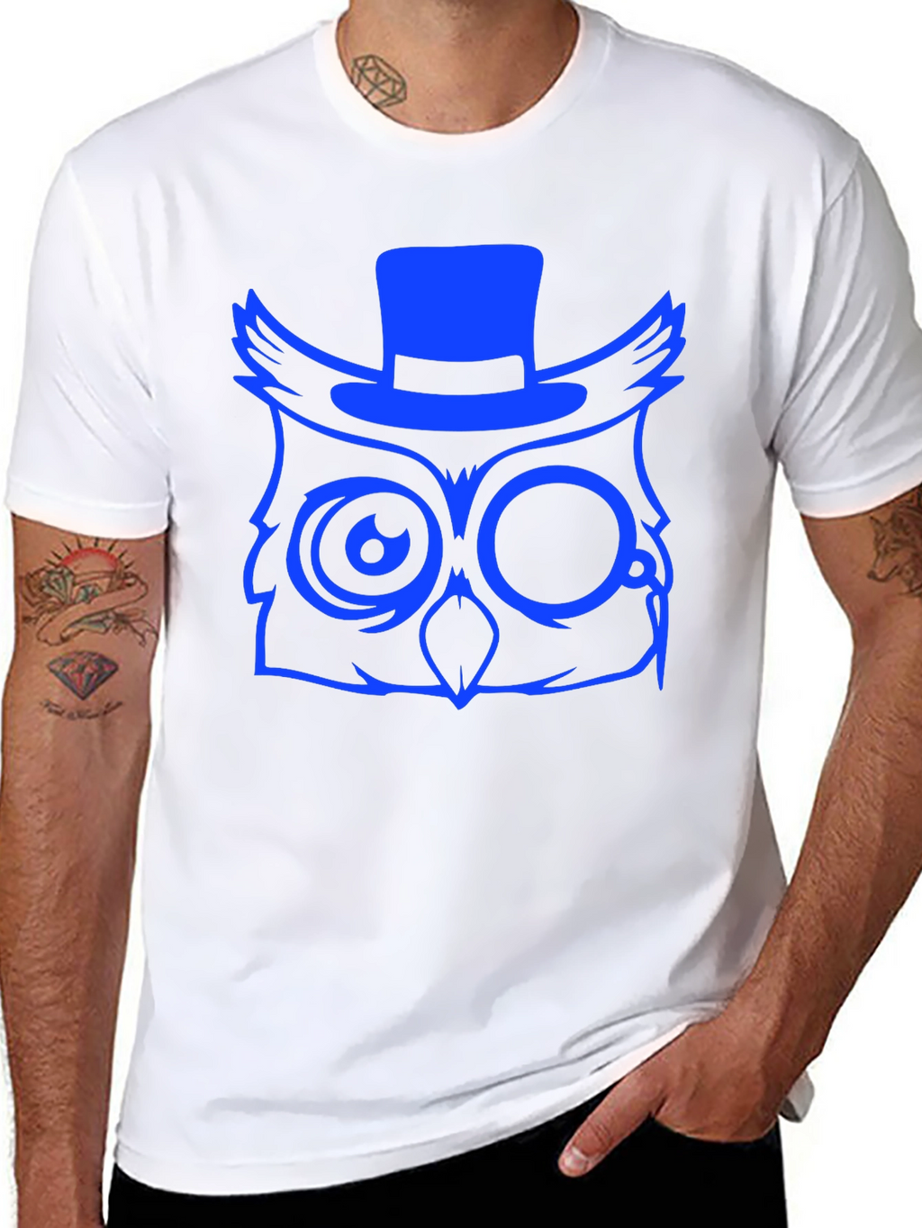Cool Owl Graphic Print Tee - Black