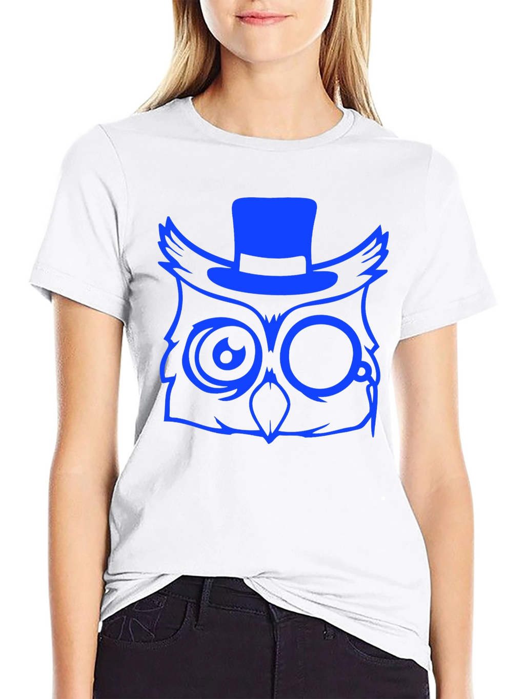 Cool Owl Graphic Print Tee - Black