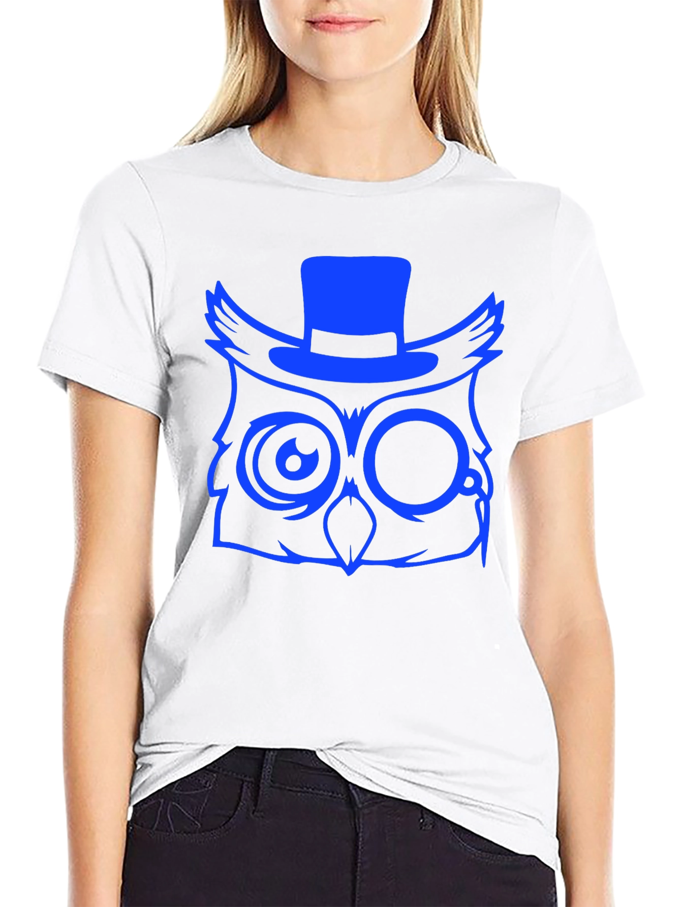 Cool Owl Graphic Print Tee - Black