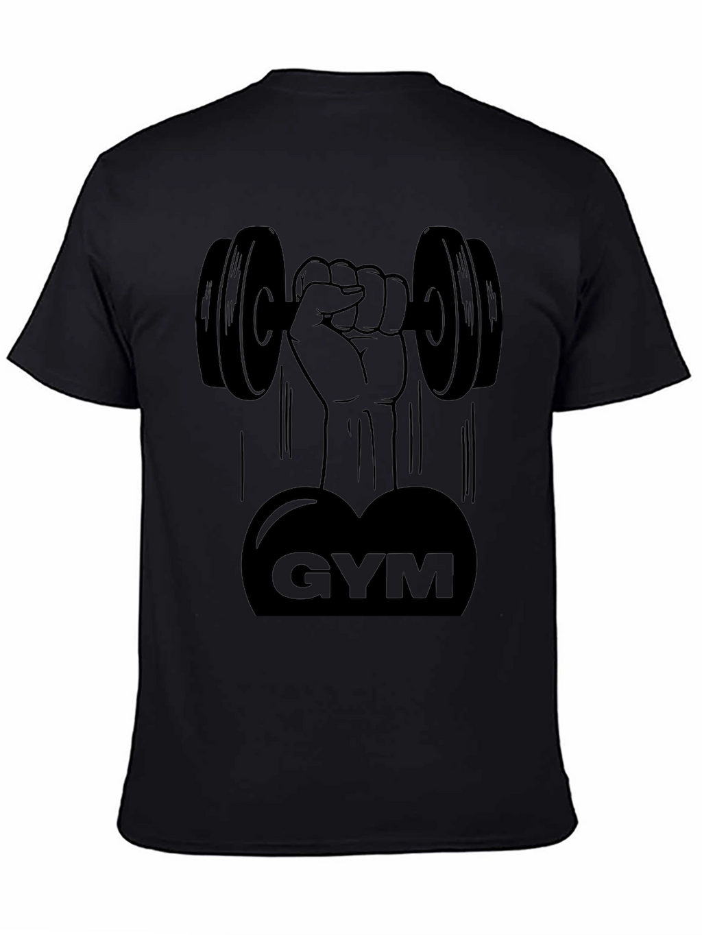 Gym Dumbbell Graphic Tee - Black Cotton