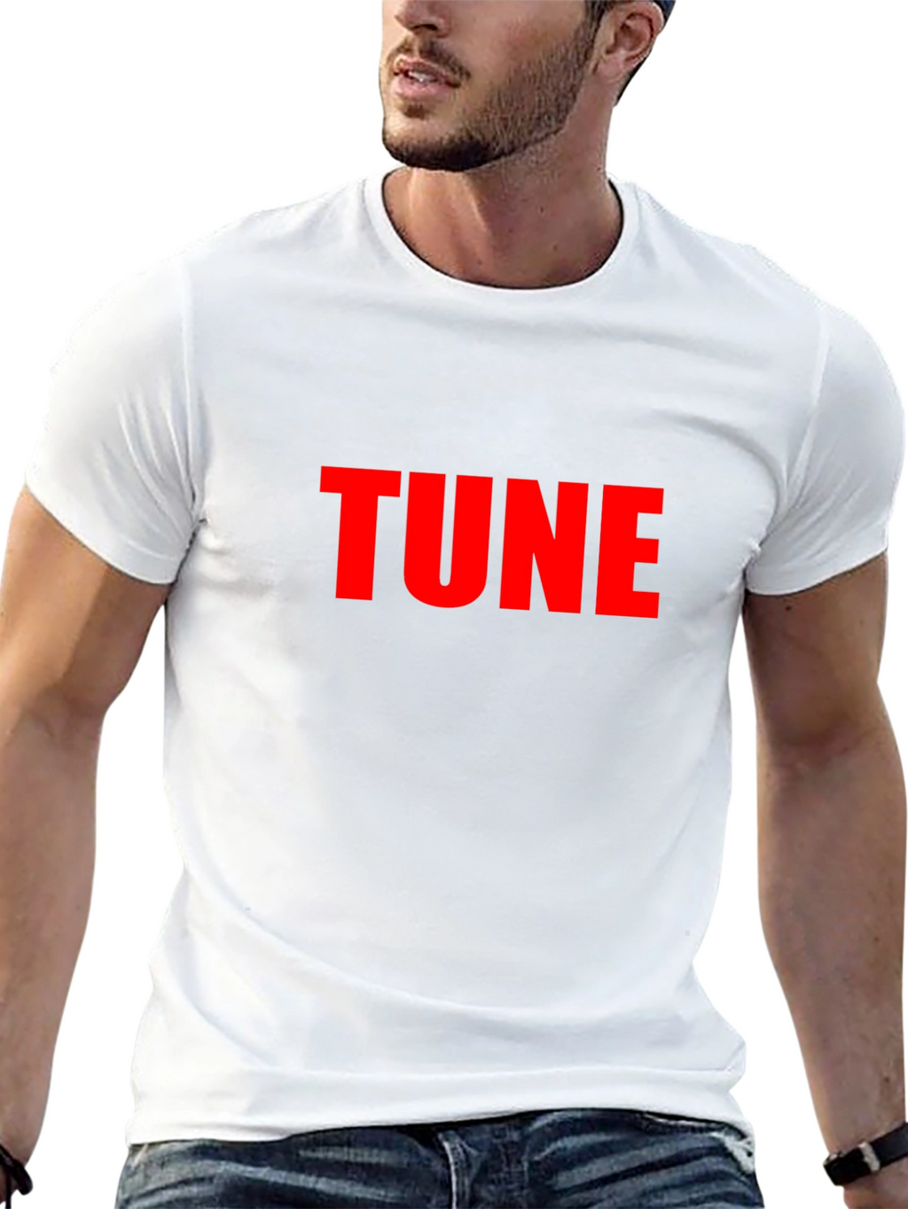 TUNE Graphic Tee - Bold Red Print on Black