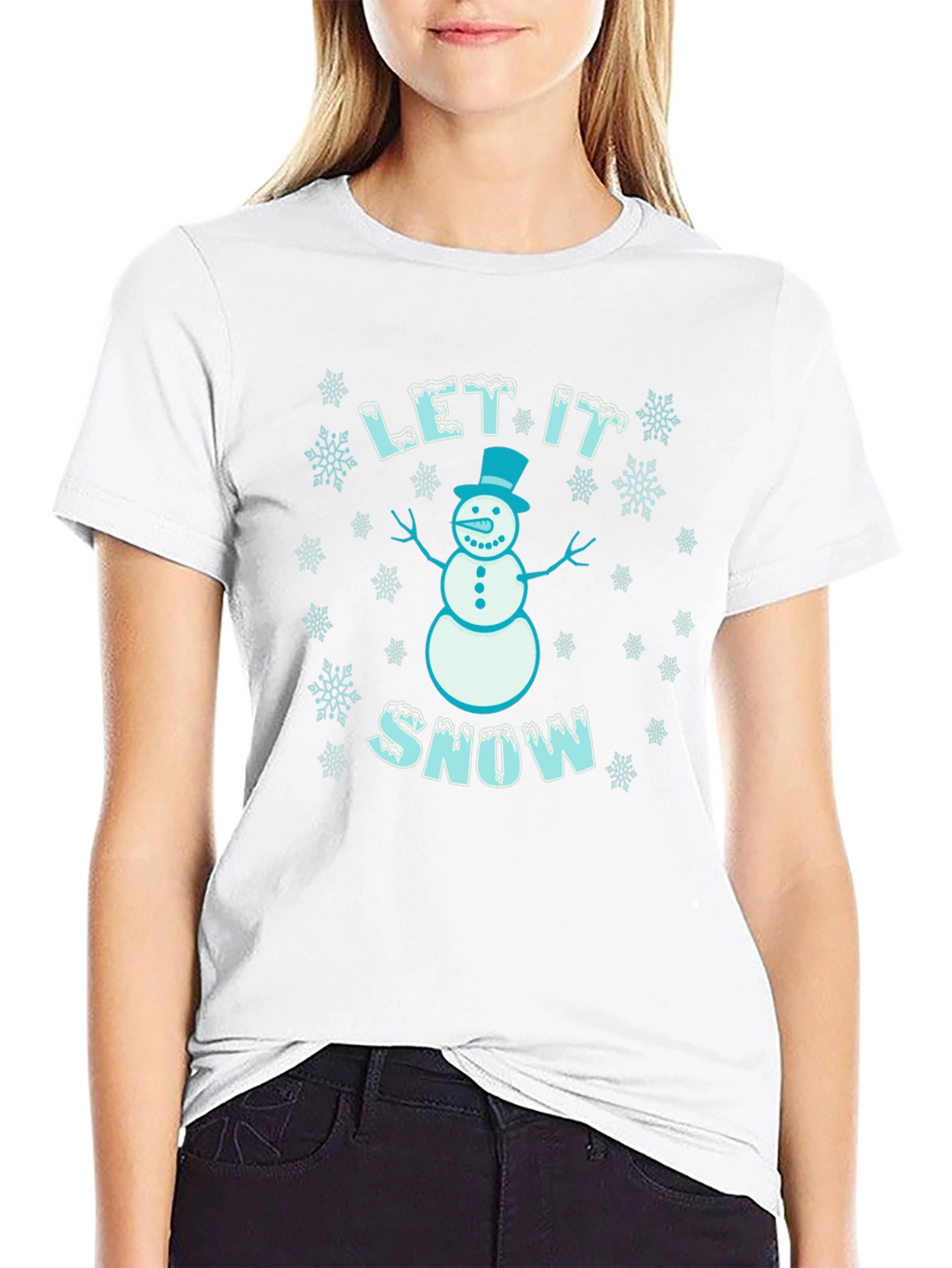 Let it Snow Snowman Graphic Tee - Holiday Shirt