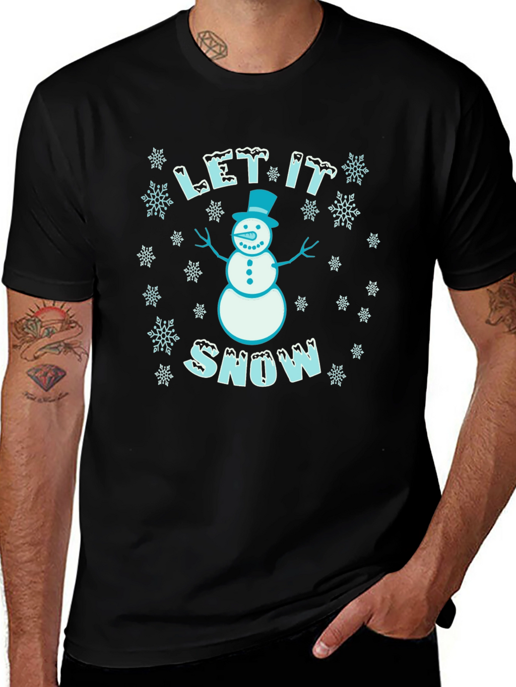 Let it Snow Snowman Graphic Tee - Holiday Shirt