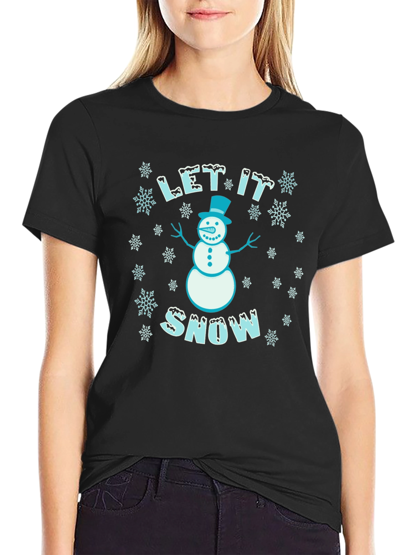 Let it Snow Snowman Graphic Tee - Holiday Shirt