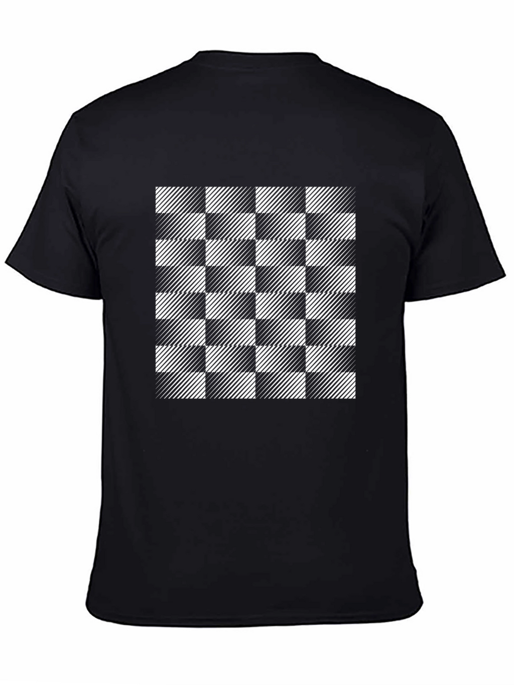 Optical Illusion Checkered T-Shirt - Modern Black Tee