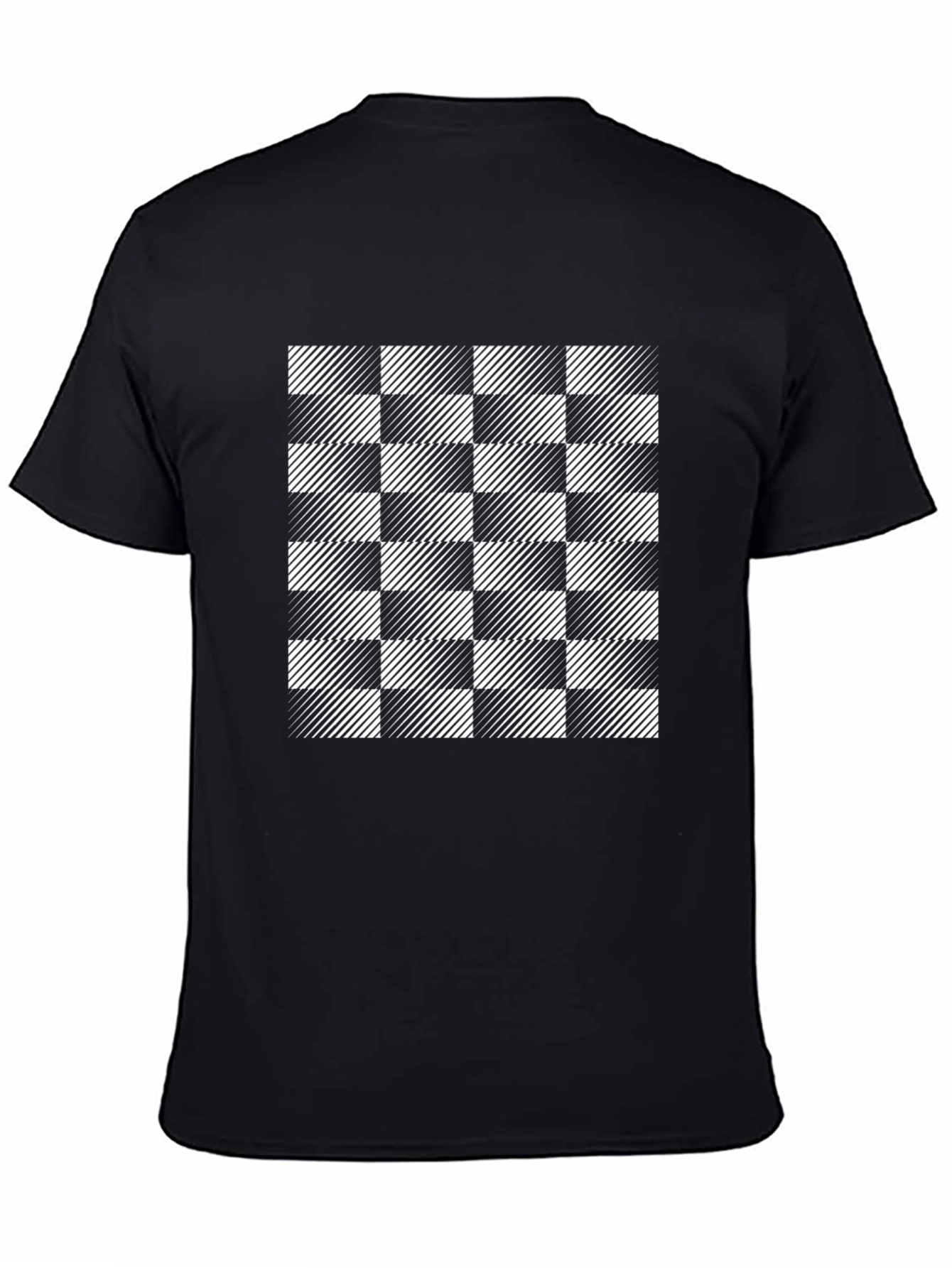 Optical Illusion Checkered T-Shirt - Modern Black Tee
