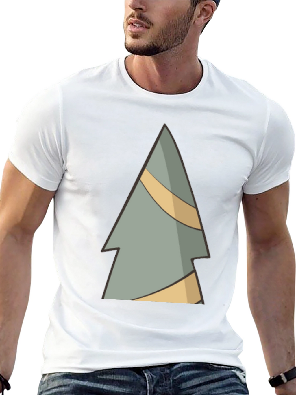 Abstract Pine Tree Graphic Tee - Black