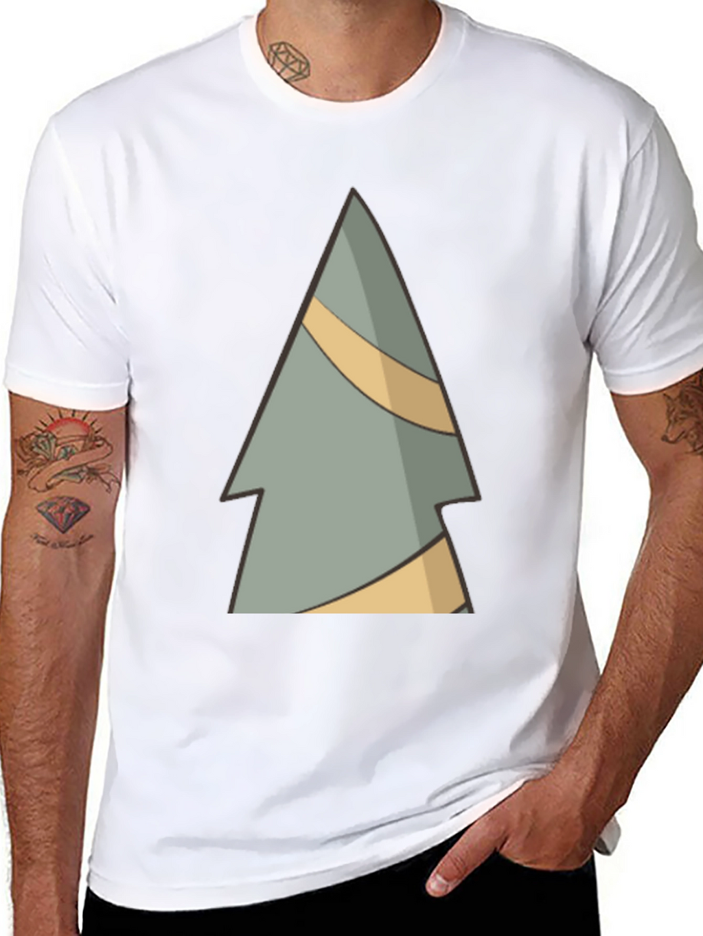 Abstract Pine Tree Graphic Tee - Black
