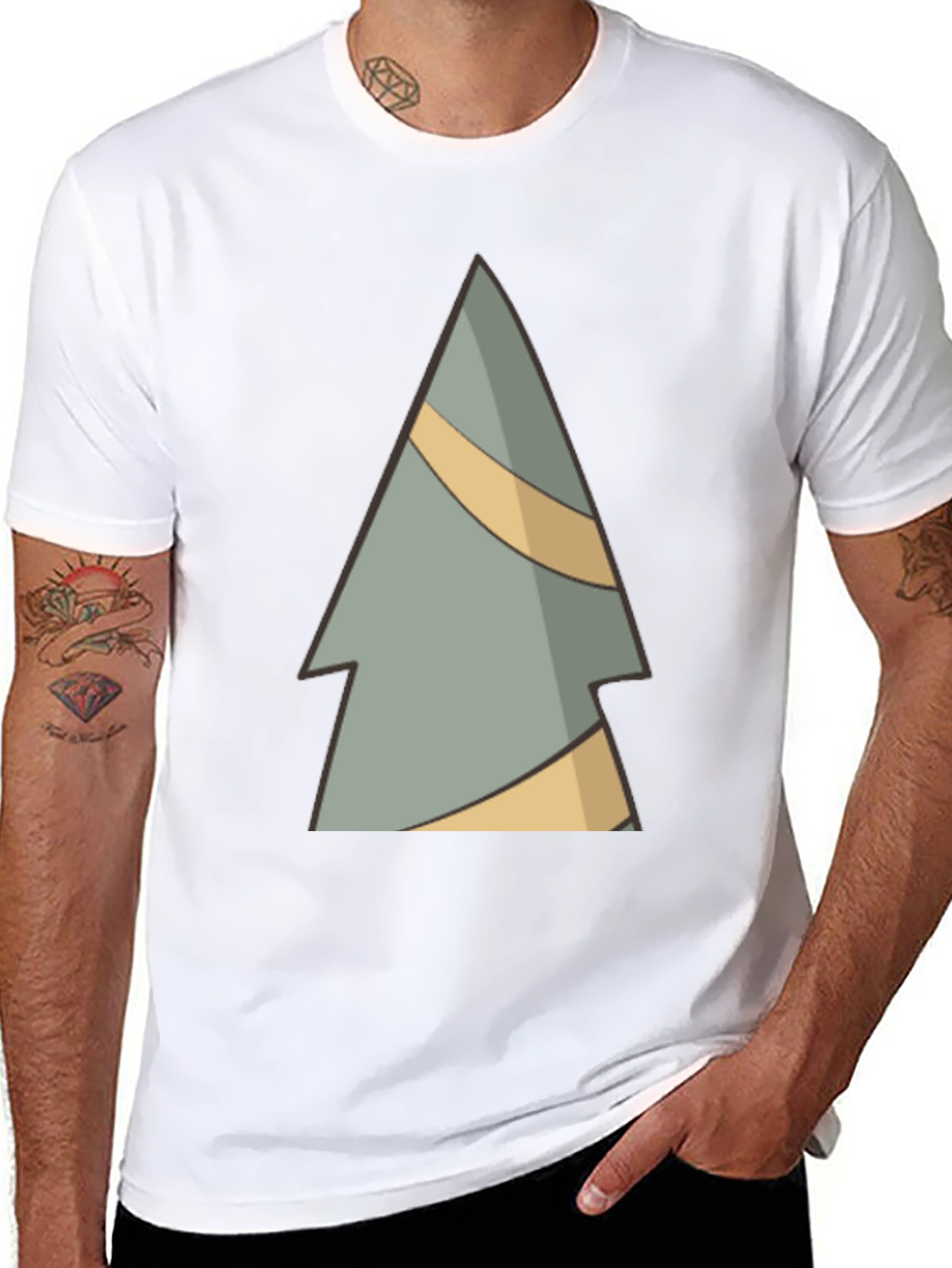 Abstract Pine Tree Graphic Tee - Black