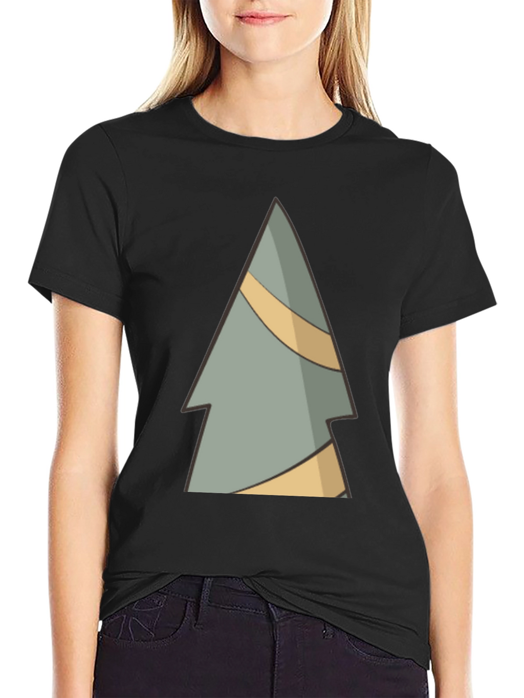 Abstract Pine Tree Graphic Tee - Black