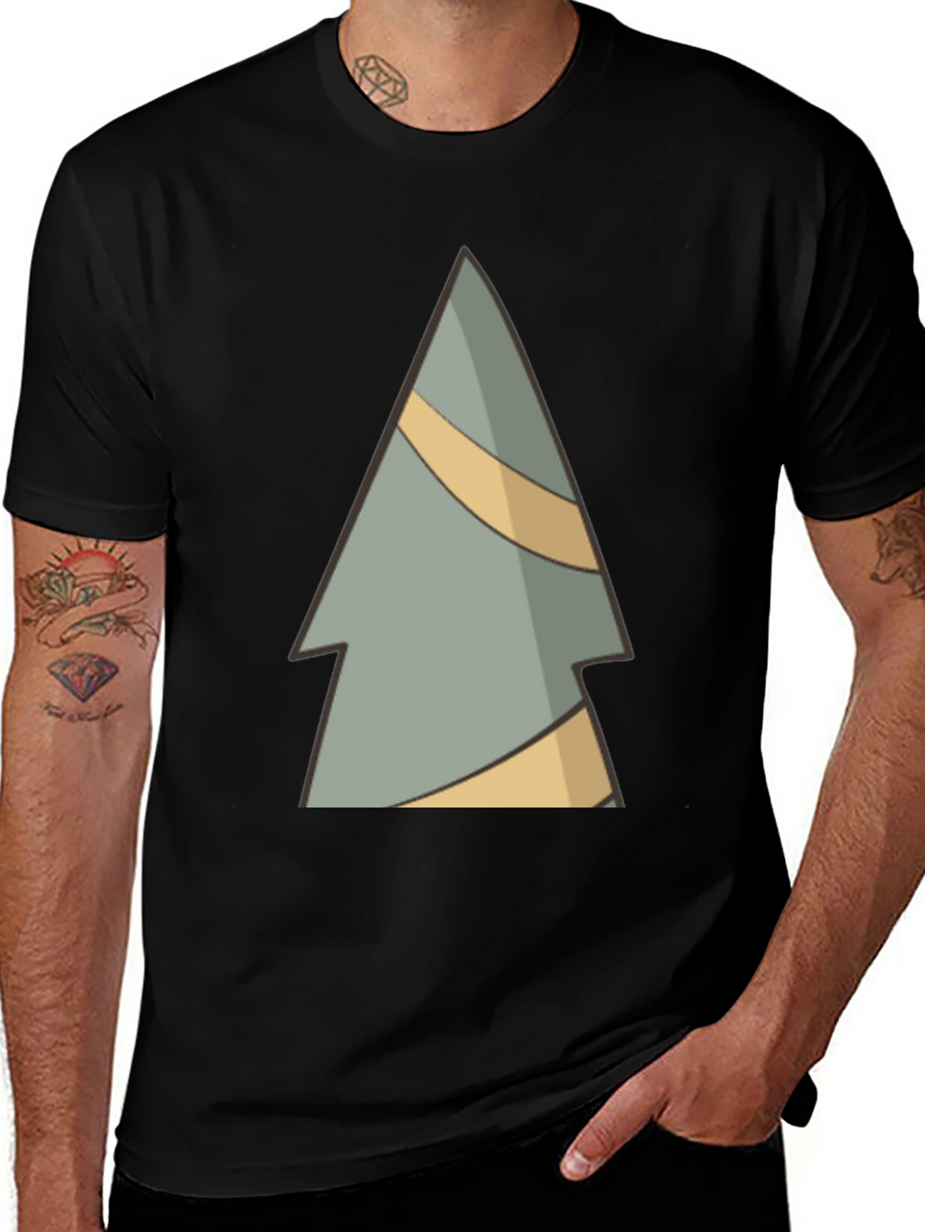 Abstract Pine Tree Graphic Tee - Black