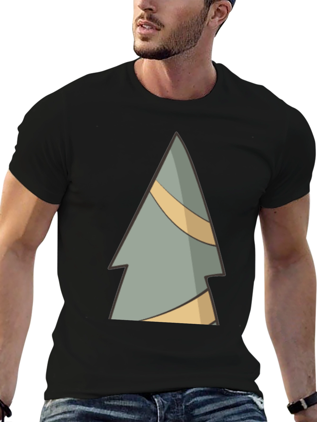 Abstract Pine Tree Graphic Tee - Black