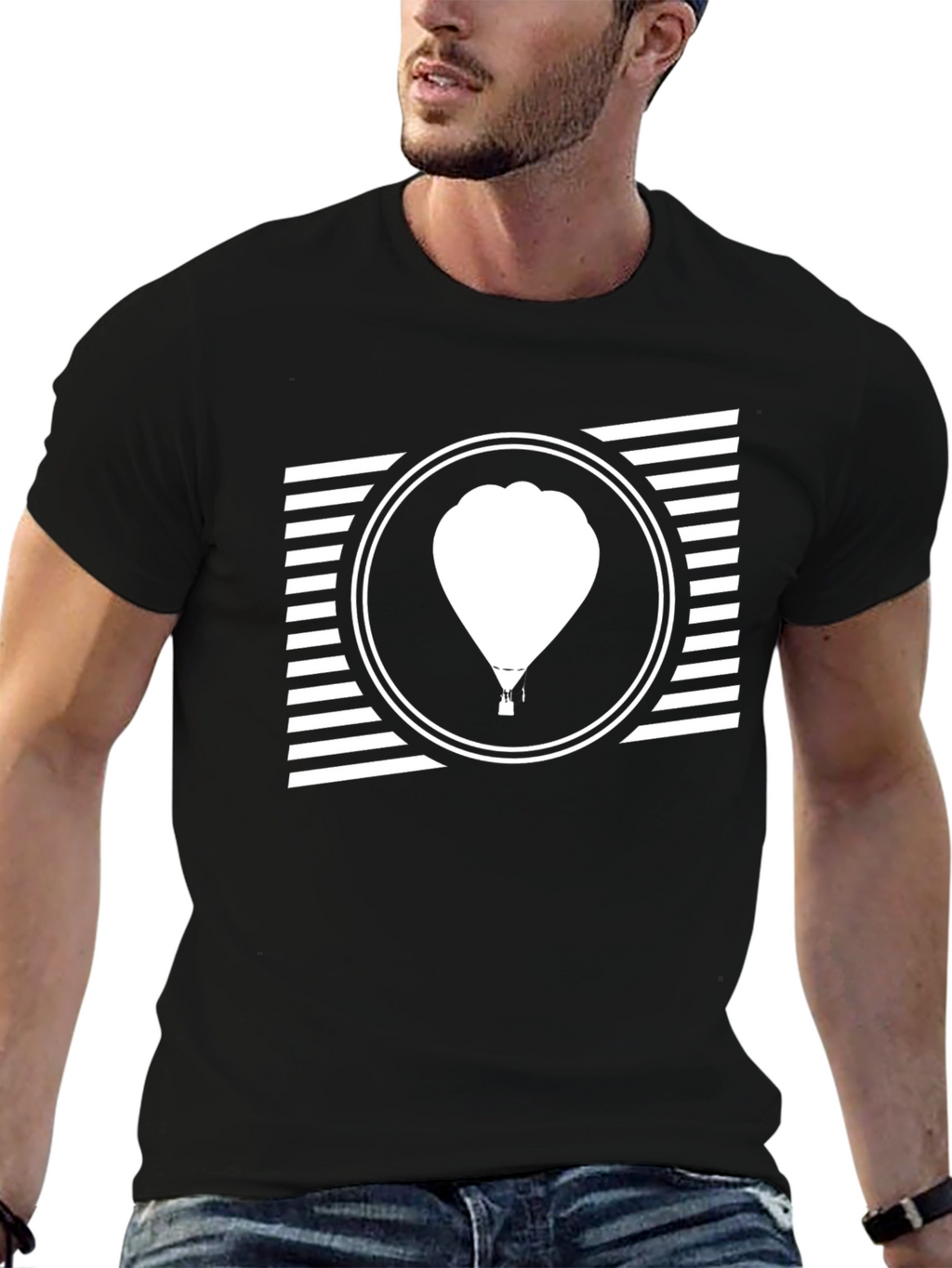Balloon Graphic Tee - Mens Black Cotton T-Shirt