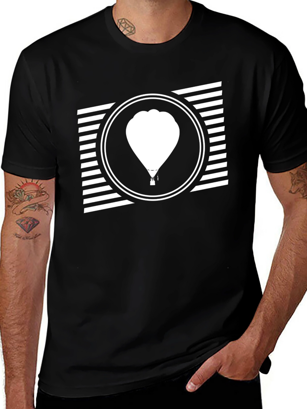 Balloon Graphic Tee - Mens Black Cotton T-Shirt