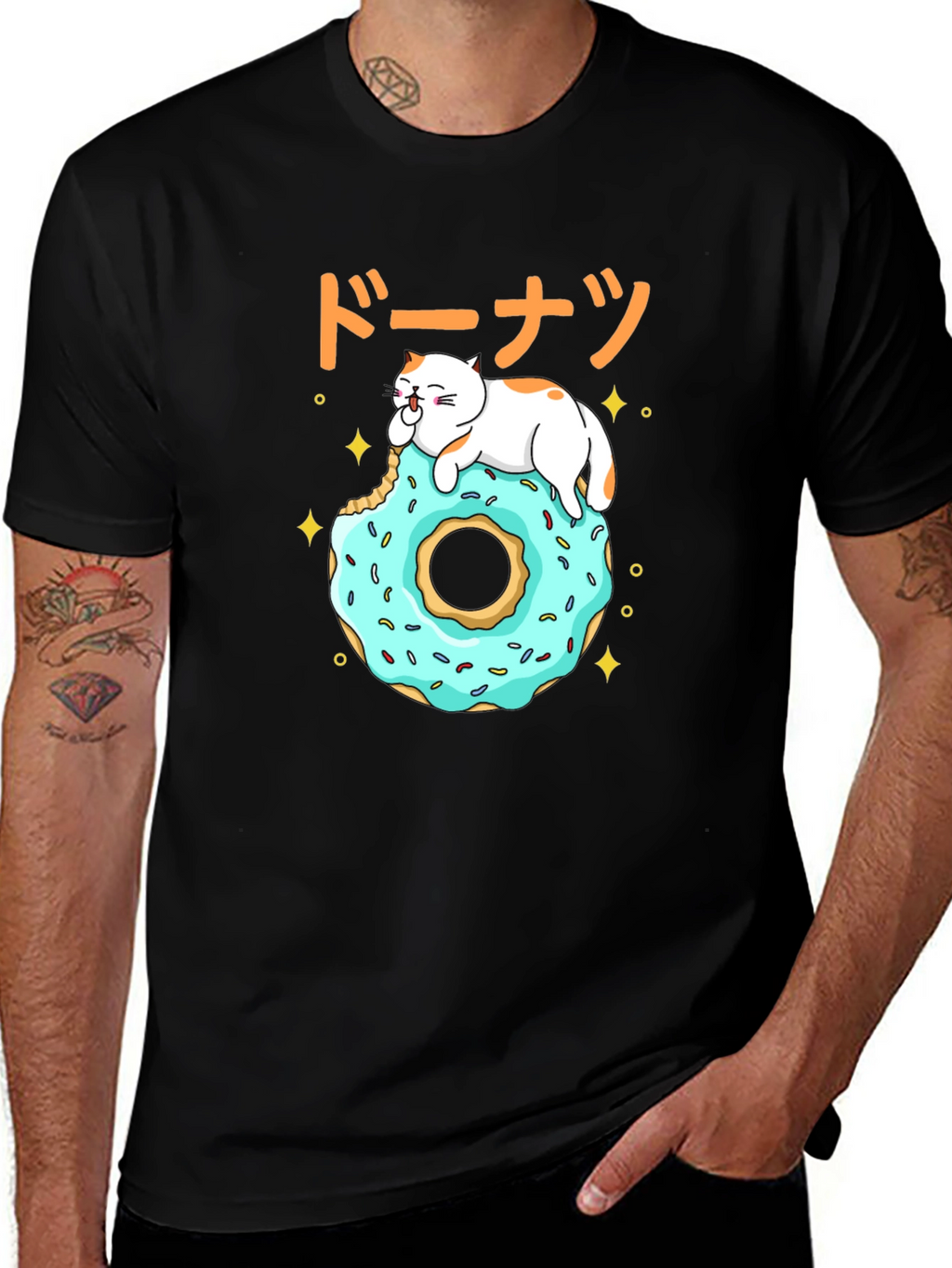 Cat on Donut T-Shirt - Kawaii Japanese Style