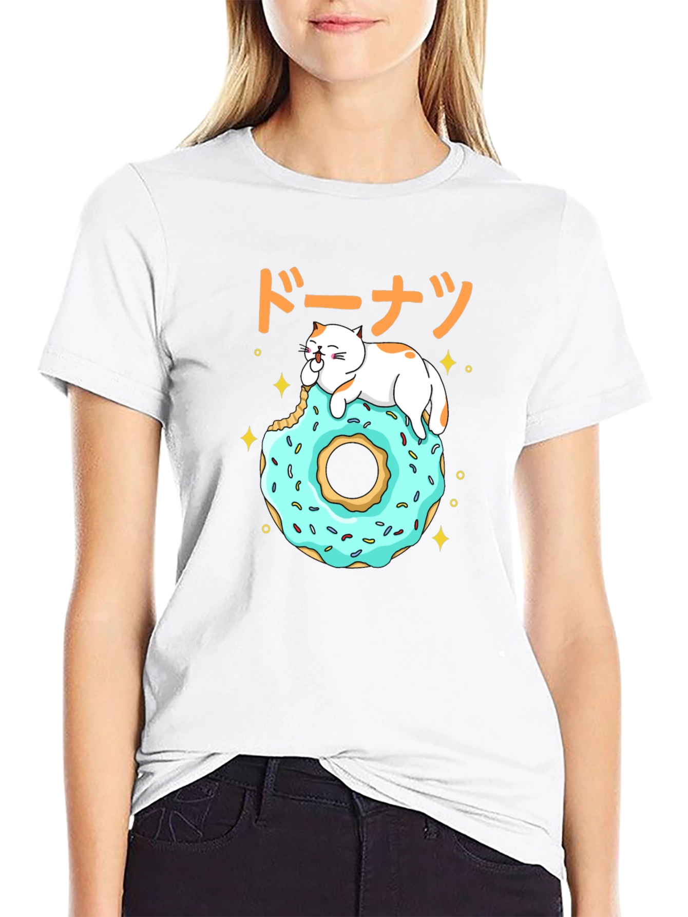 Cat on Donut T-Shirt - Kawaii Japanese Style