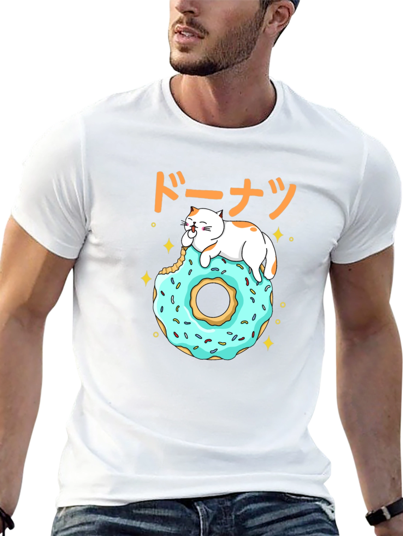 Cat on Donut T-Shirt - Kawaii Japanese Style