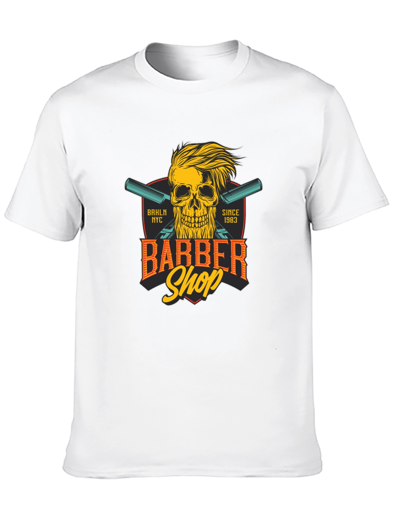 Barber Shop Skull Graphic Tee - Black