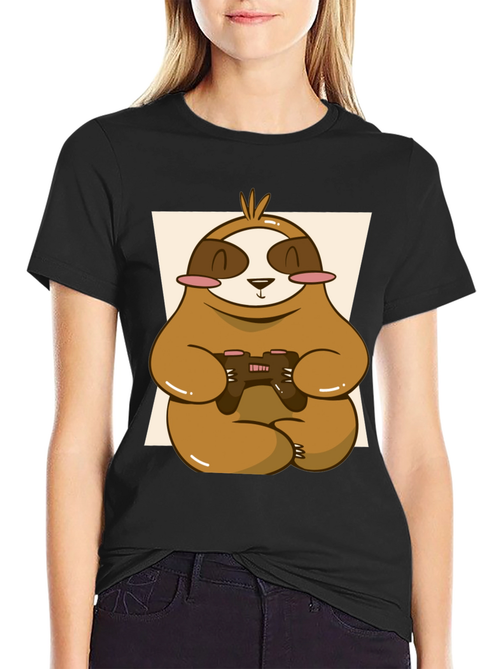 Gamer Sloth Graphic Tee - Relaxed Style