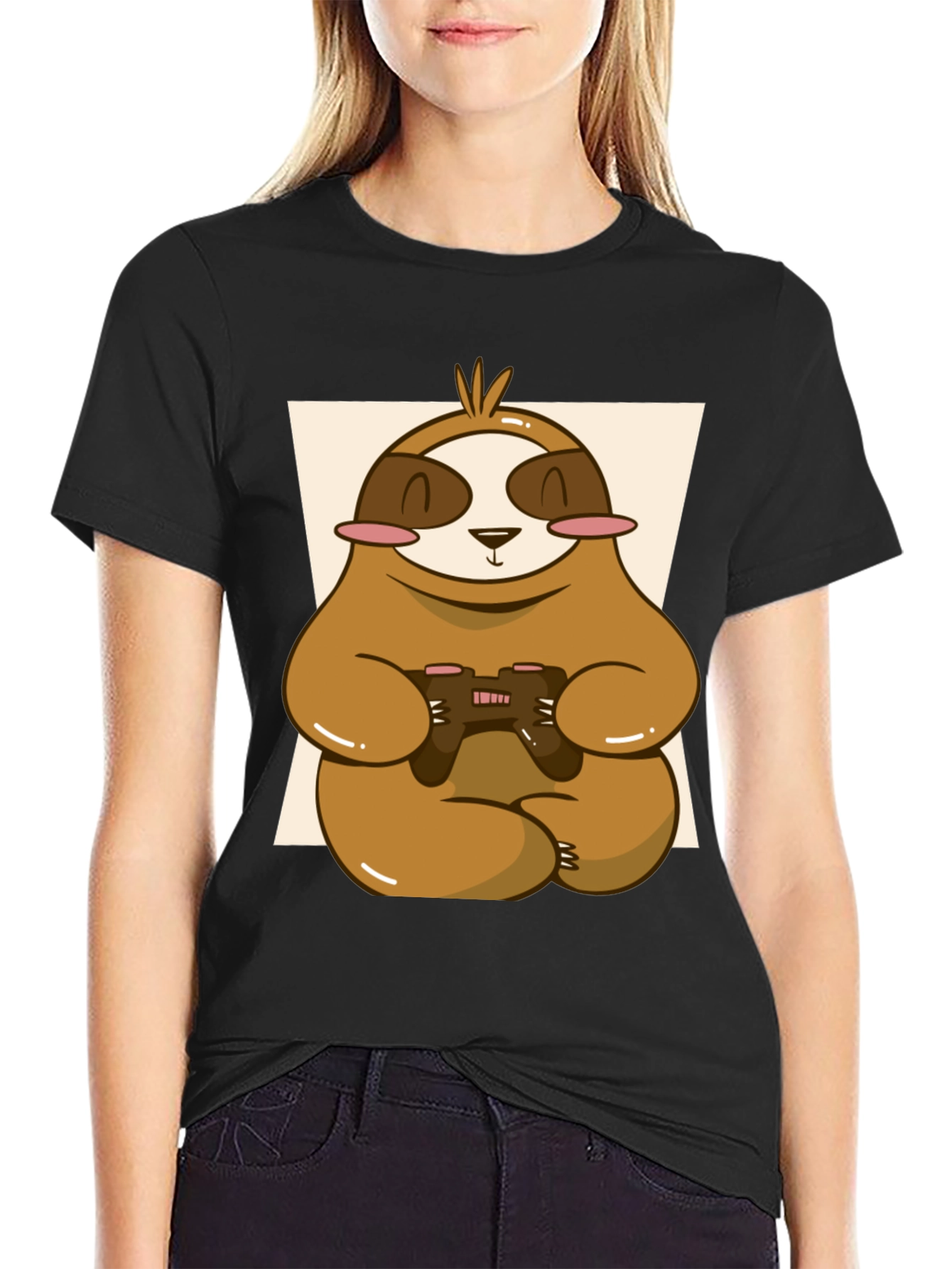 Gamer Sloth Graphic Tee - Relaxed Style