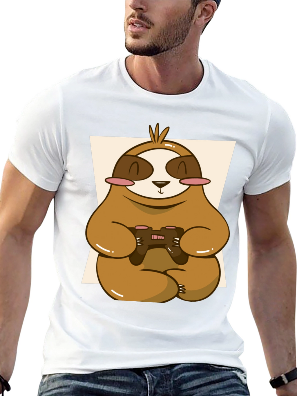 Gamer Sloth Graphic Tee - Relaxed Style