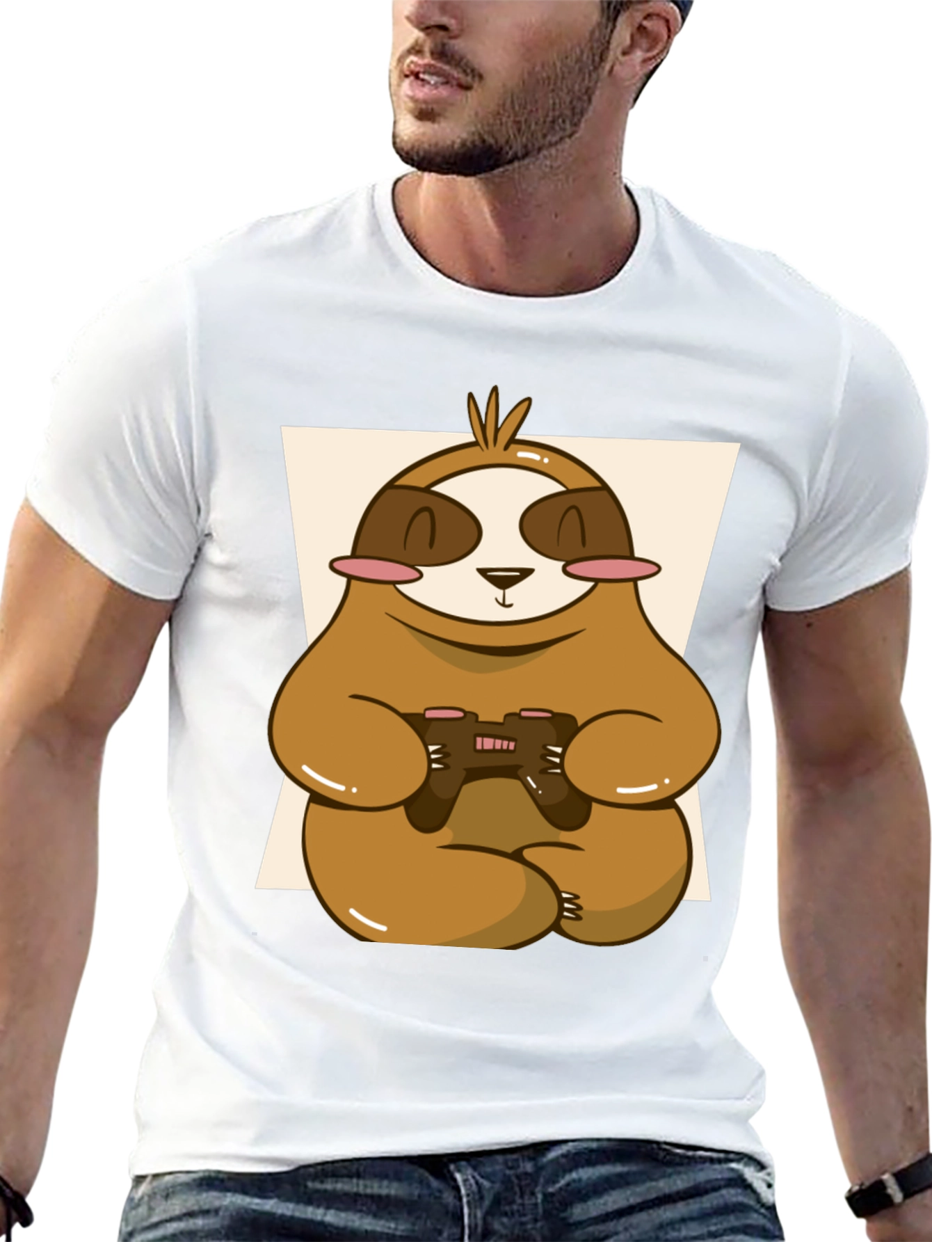 Gamer Sloth Graphic Tee - Relaxed Style