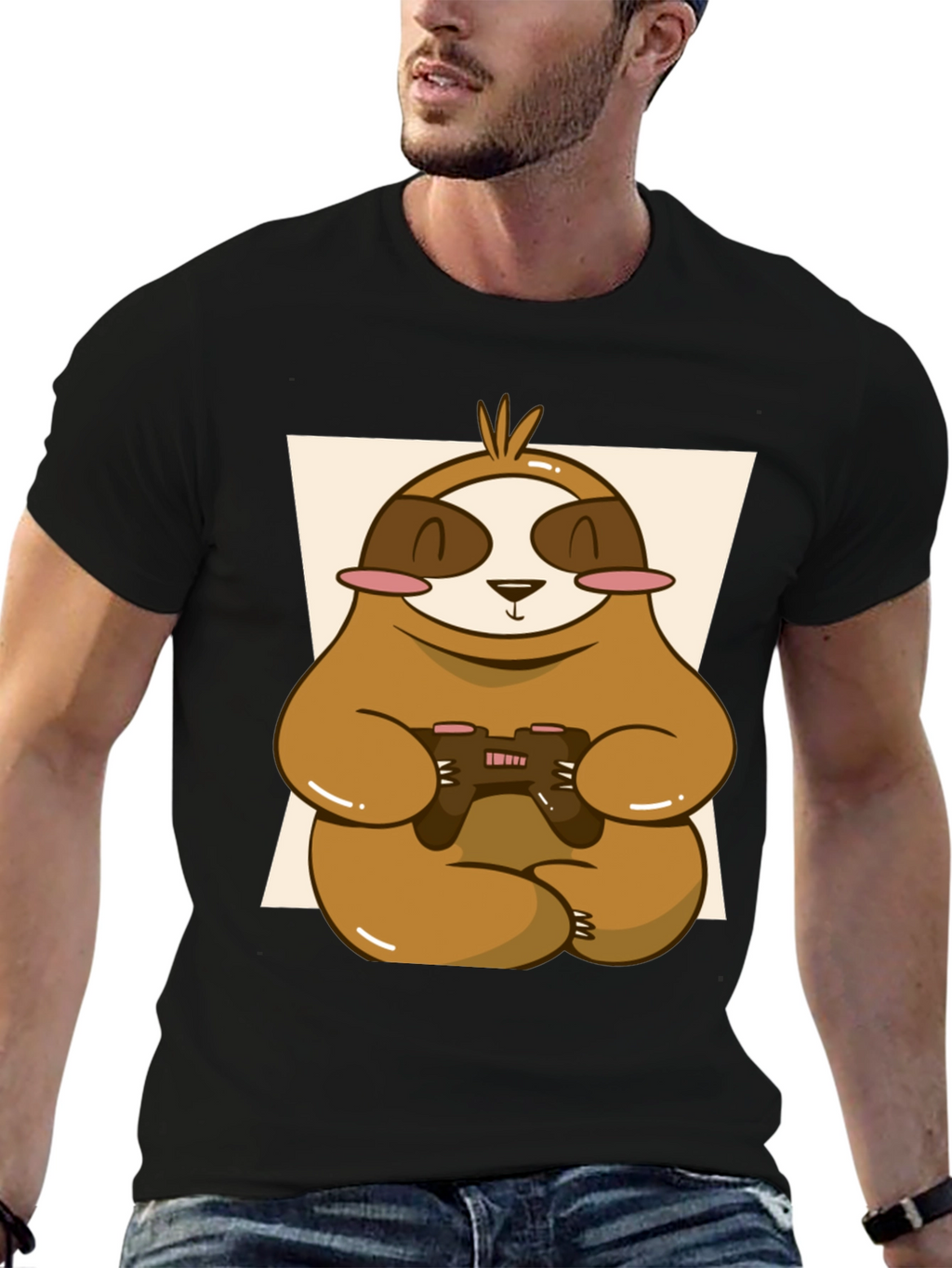 Gamer Sloth Graphic Tee - Relaxed Style
