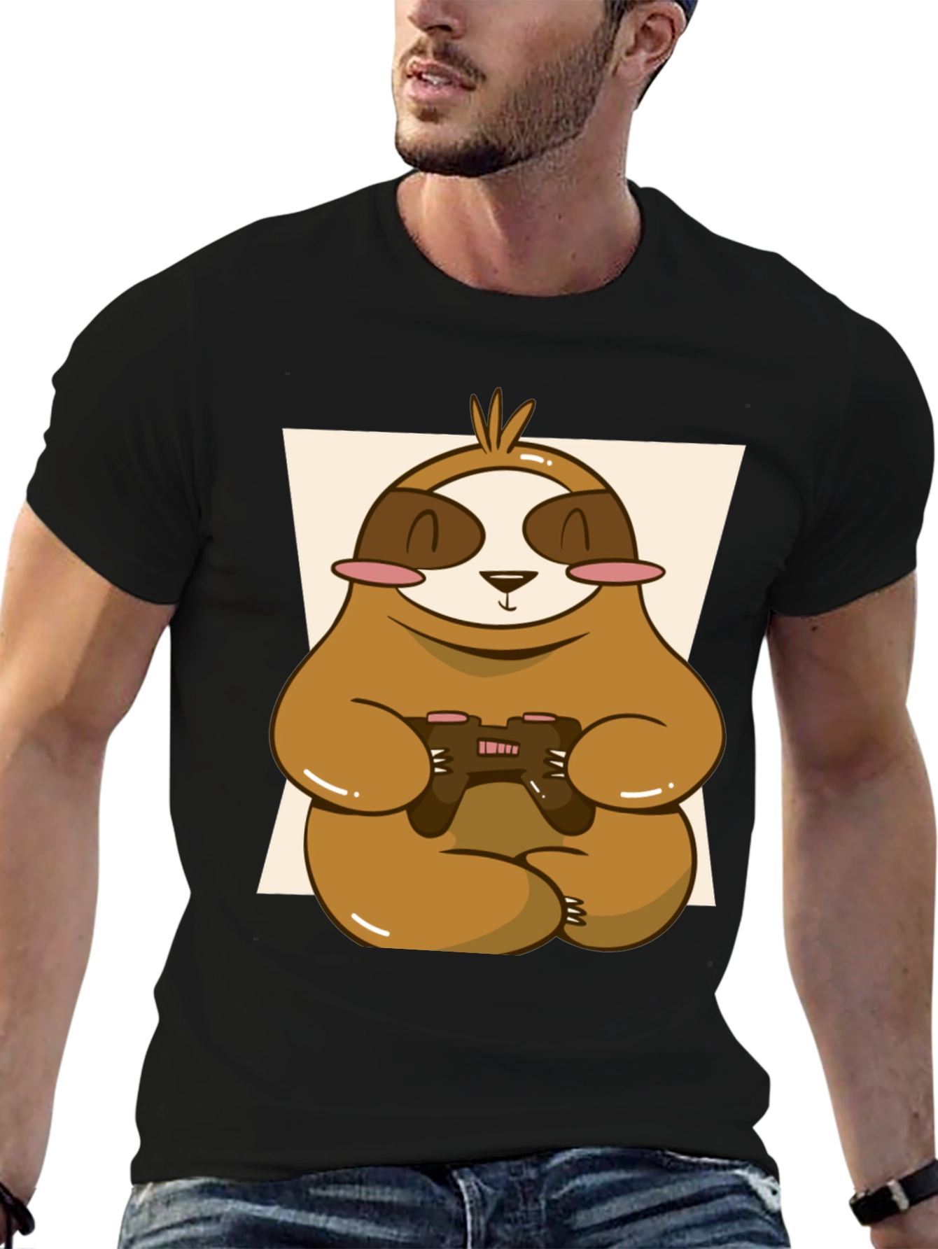 Gamer Sloth Graphic Tee - Relaxed Style