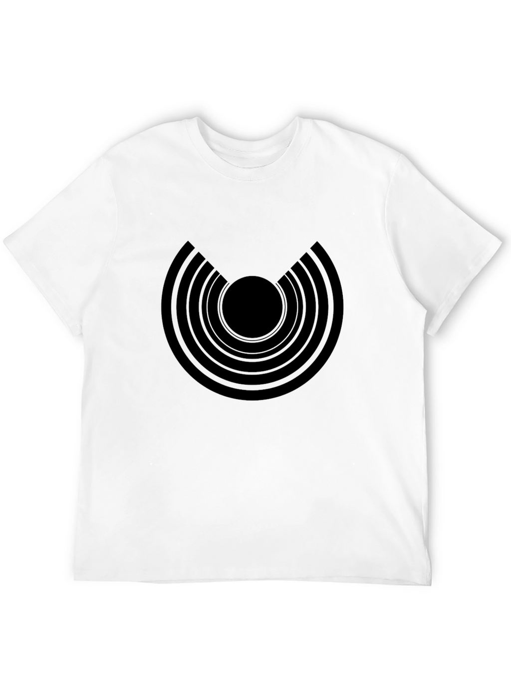 Modern Graphic Tee: Black Concentric Circle Design