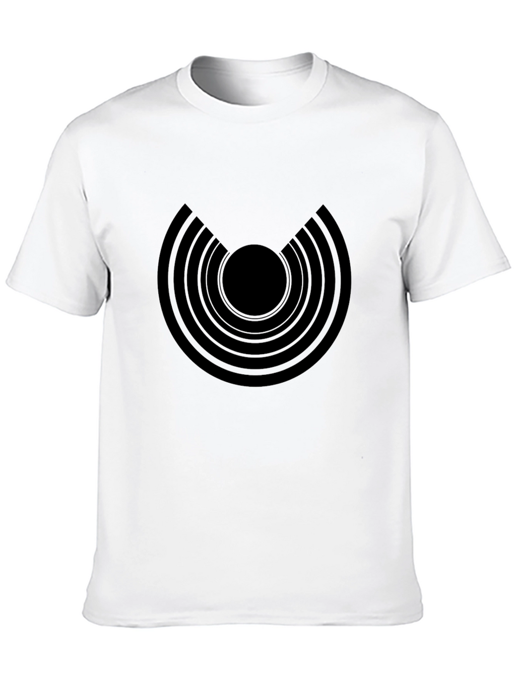 Modern Graphic Tee: Black Concentric Circle Design
