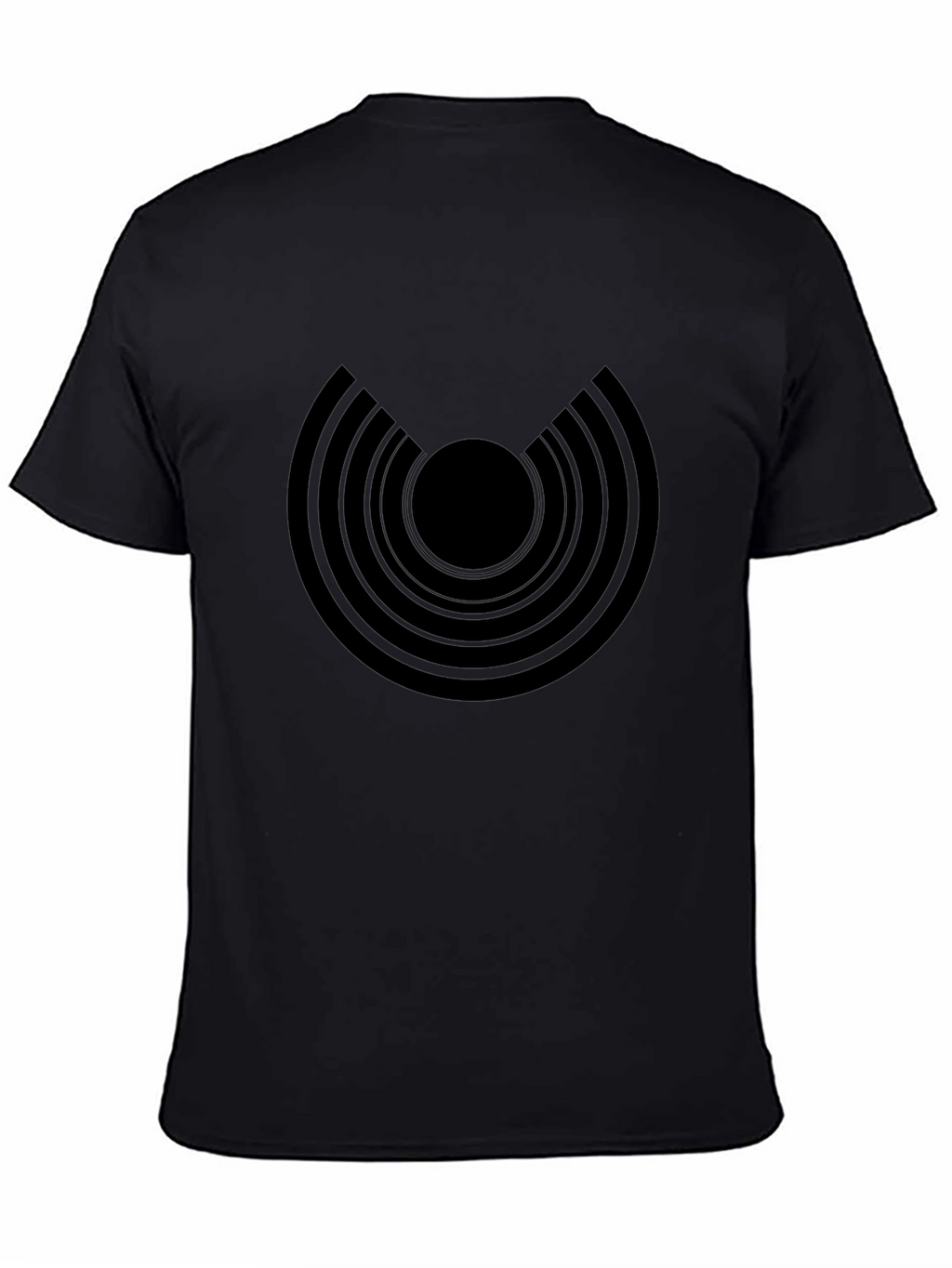Modern Graphic Tee: Black Concentric Circle Design