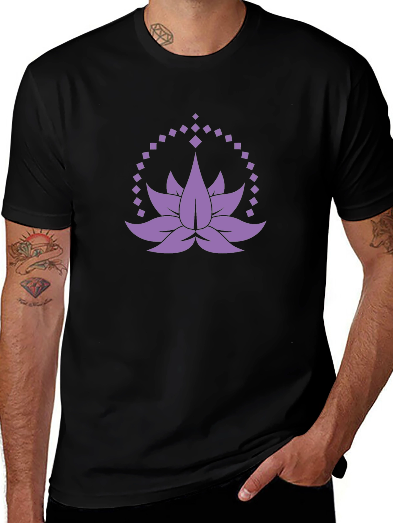 Lotus Flower Graphic Tee - Mens Black T-Shirt