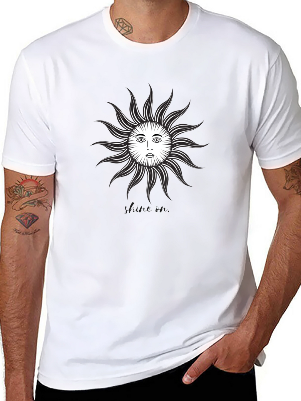 Sun Face Graphic Tee - Black Cotton T-Shirt