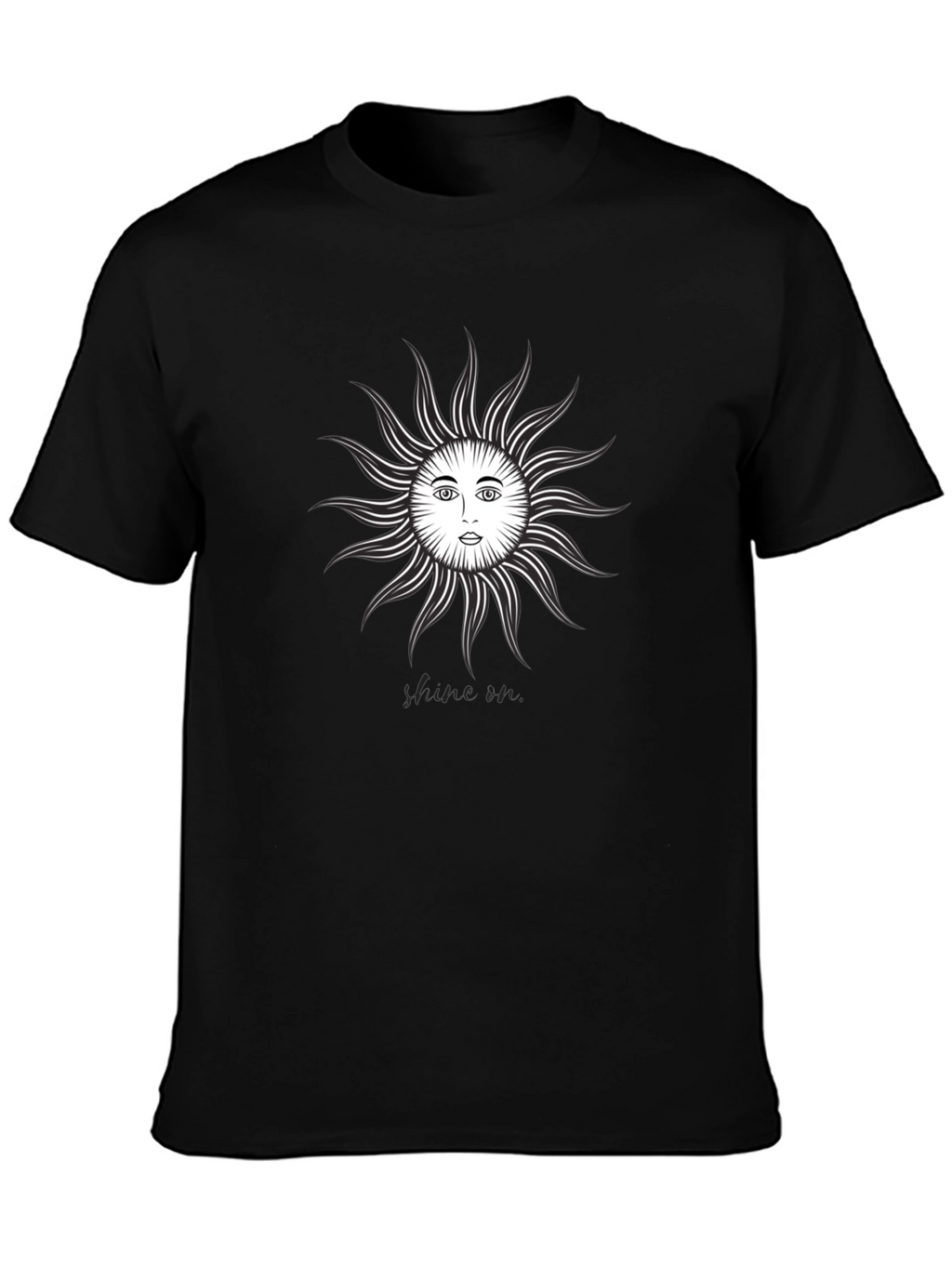 Sun Face Graphic Tee - Black Cotton T-Shirt