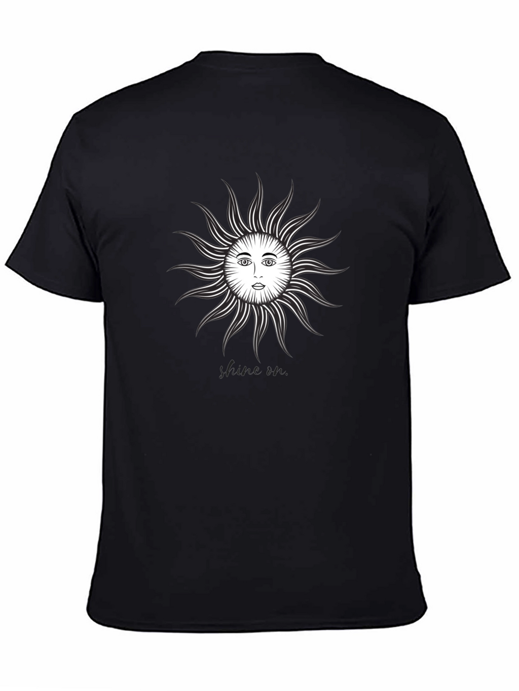 Sun Face Graphic Tee - Black Cotton T-Shirt
