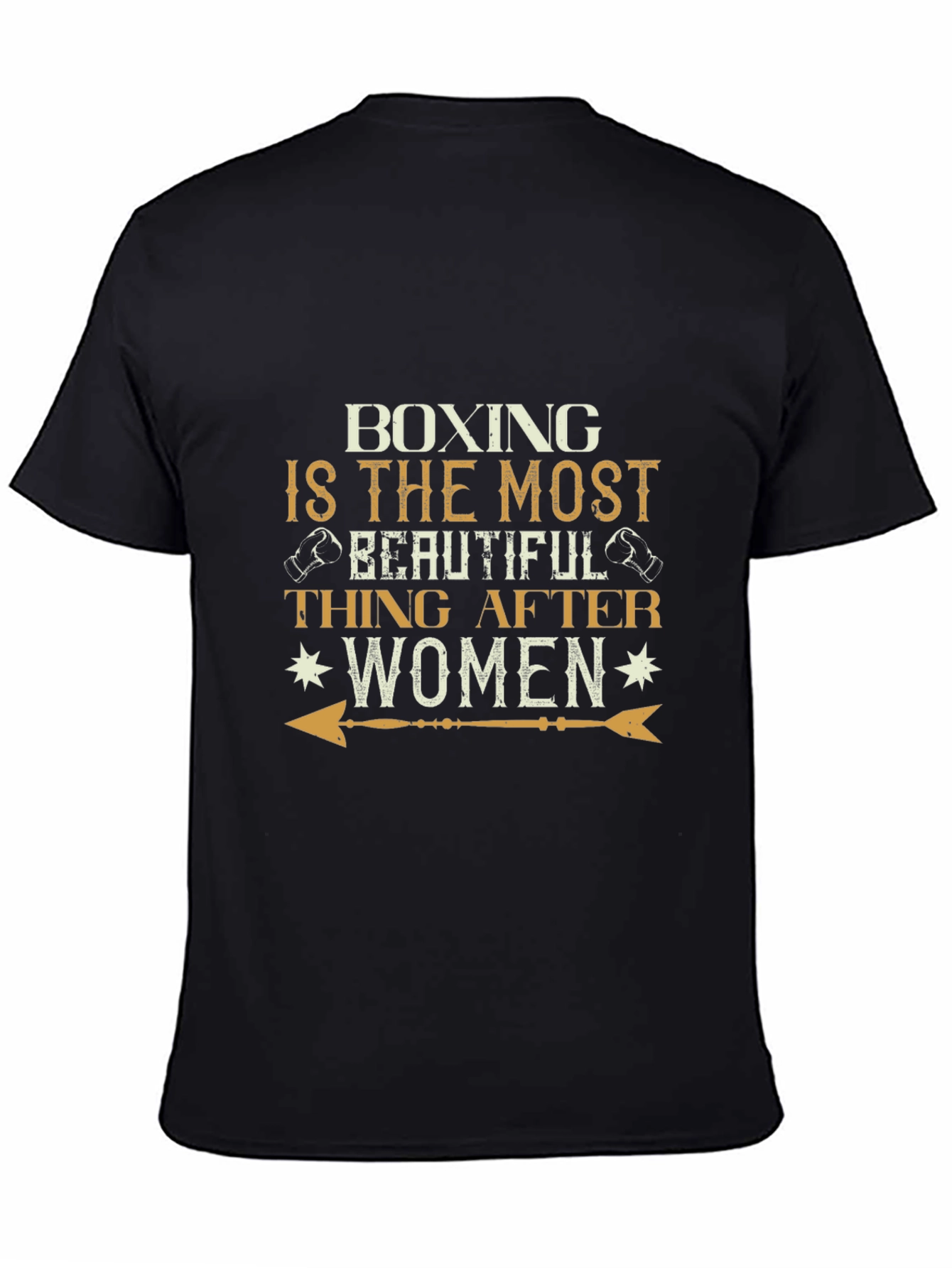 Boxing & Women Graphic Tee - Black Cotton T-Shirt