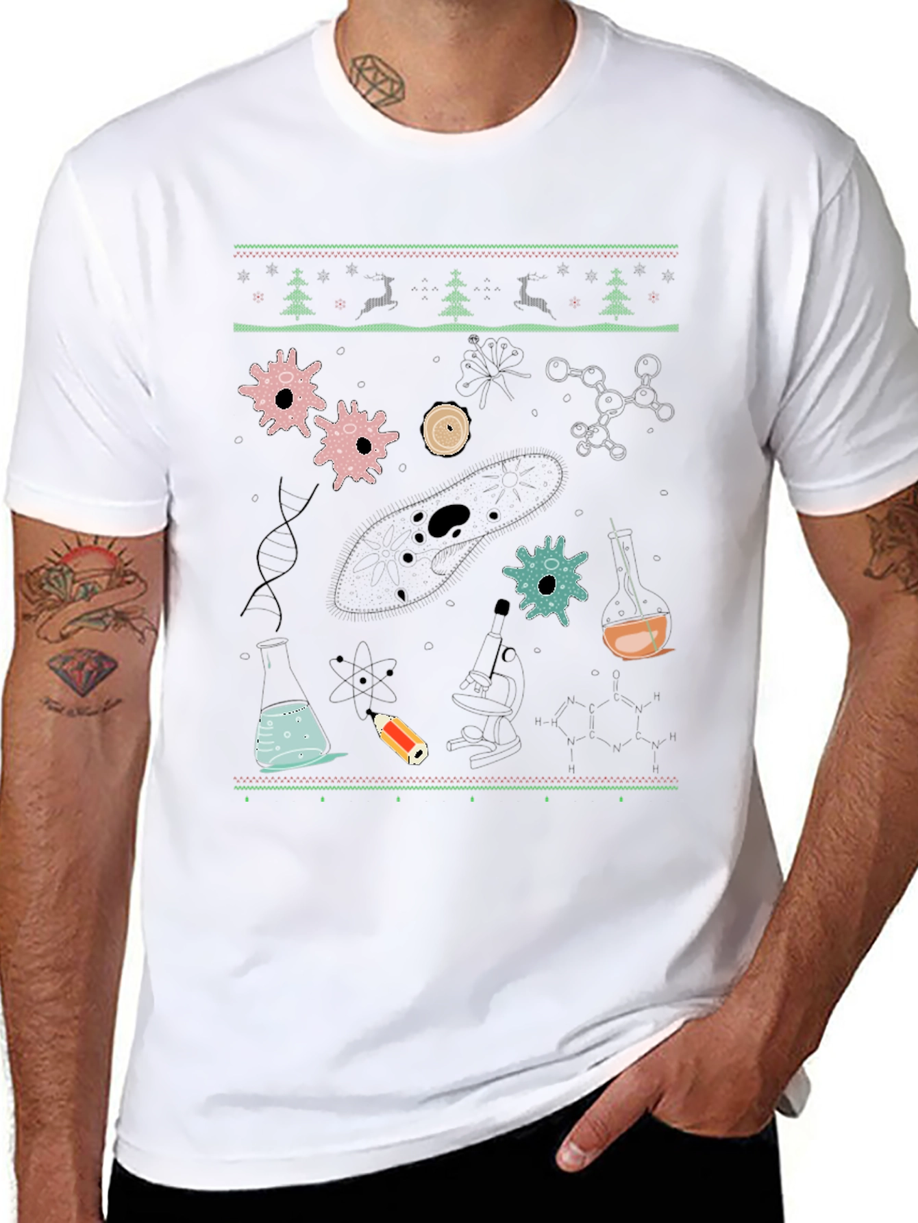 Science Christmas Sweater Pattern T-Shirt