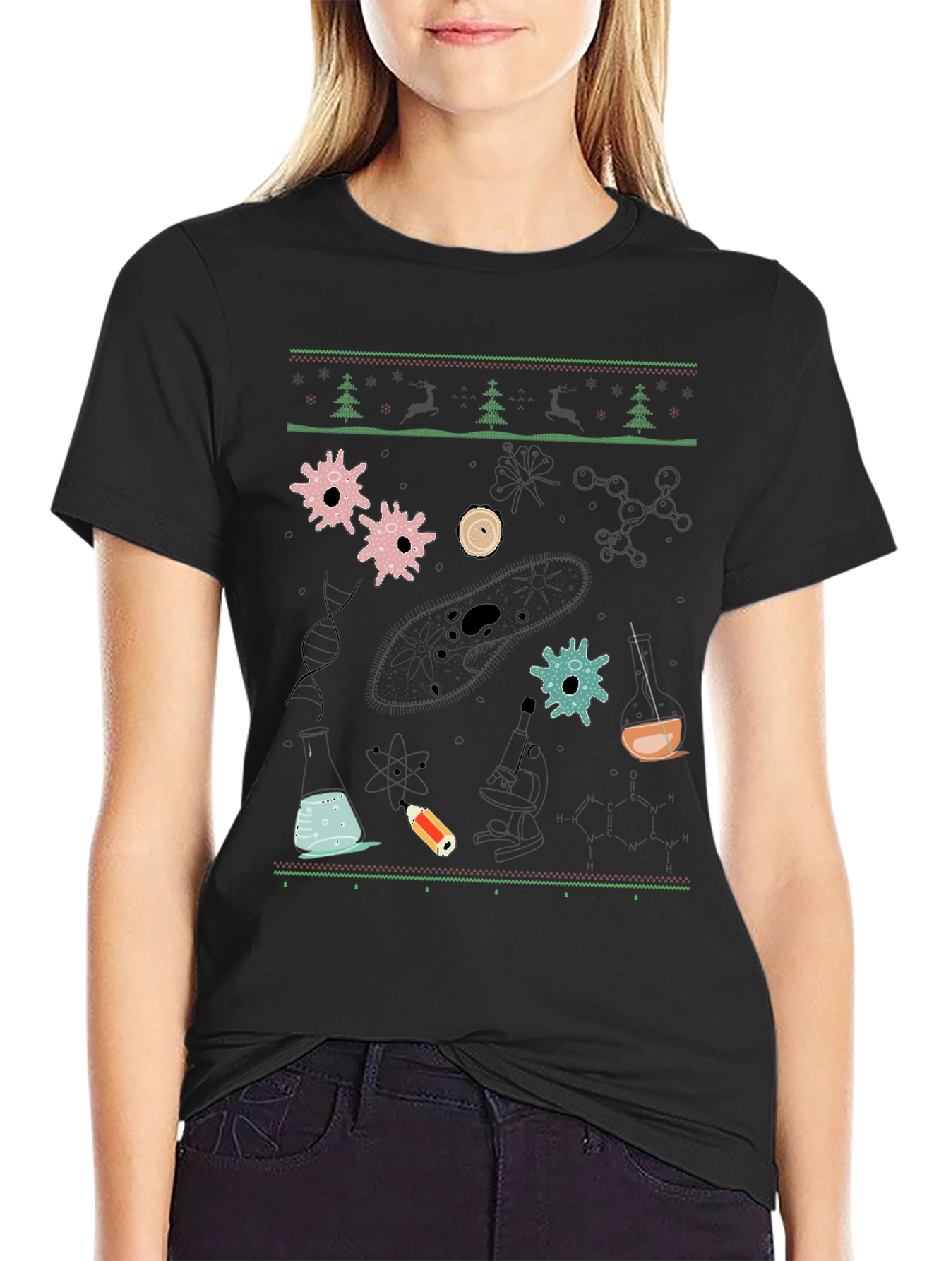 Science Christmas Sweater Pattern T-Shirt