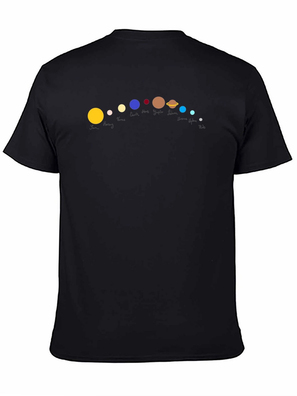 Solar System Planets Graphic Black T-Shirt