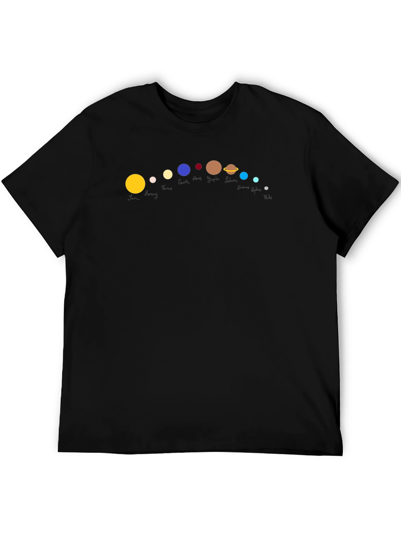 Solar System Planets Graphic Black T-Shirt