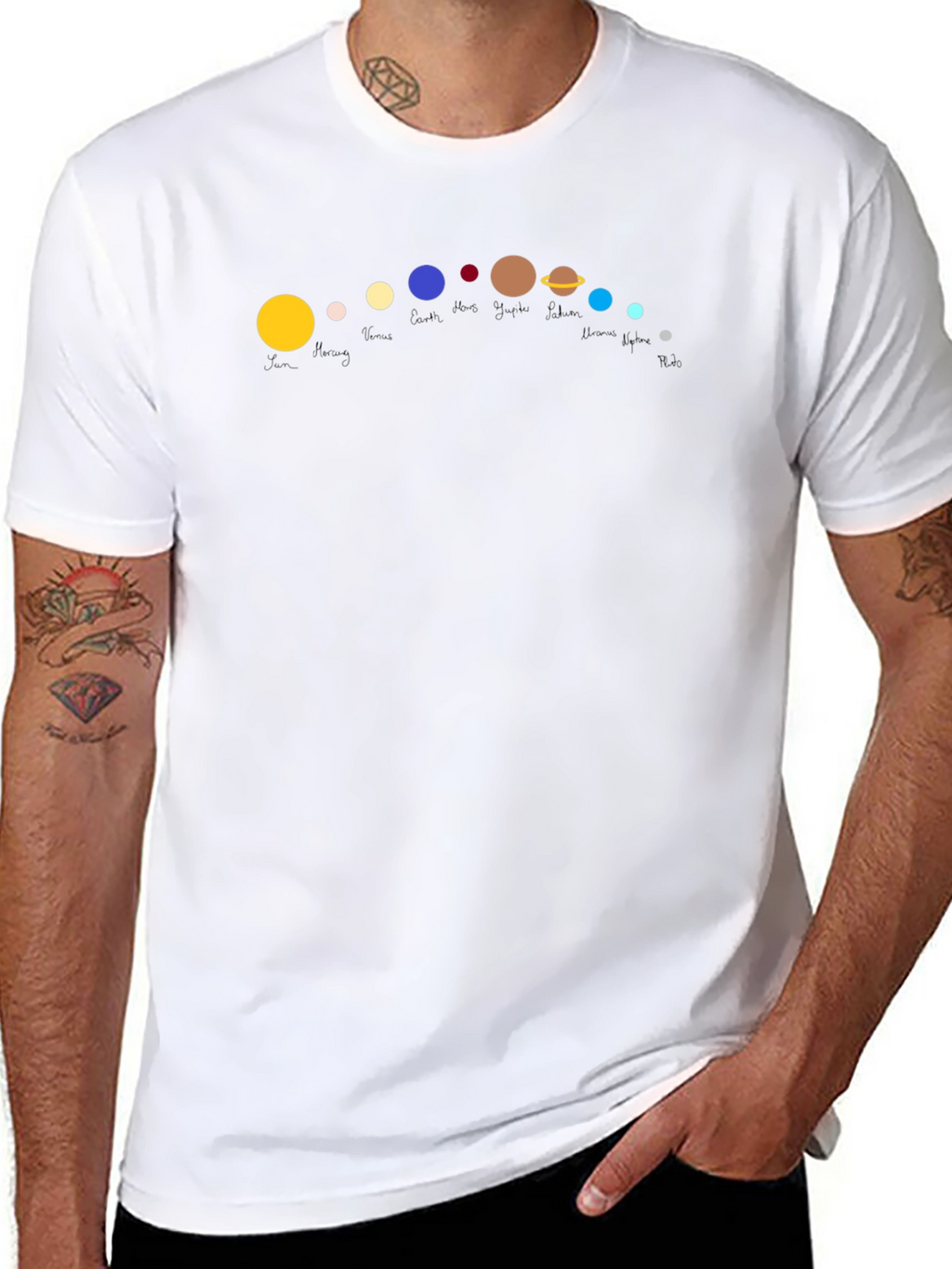 Solar System Planets Graphic Black T-Shirt