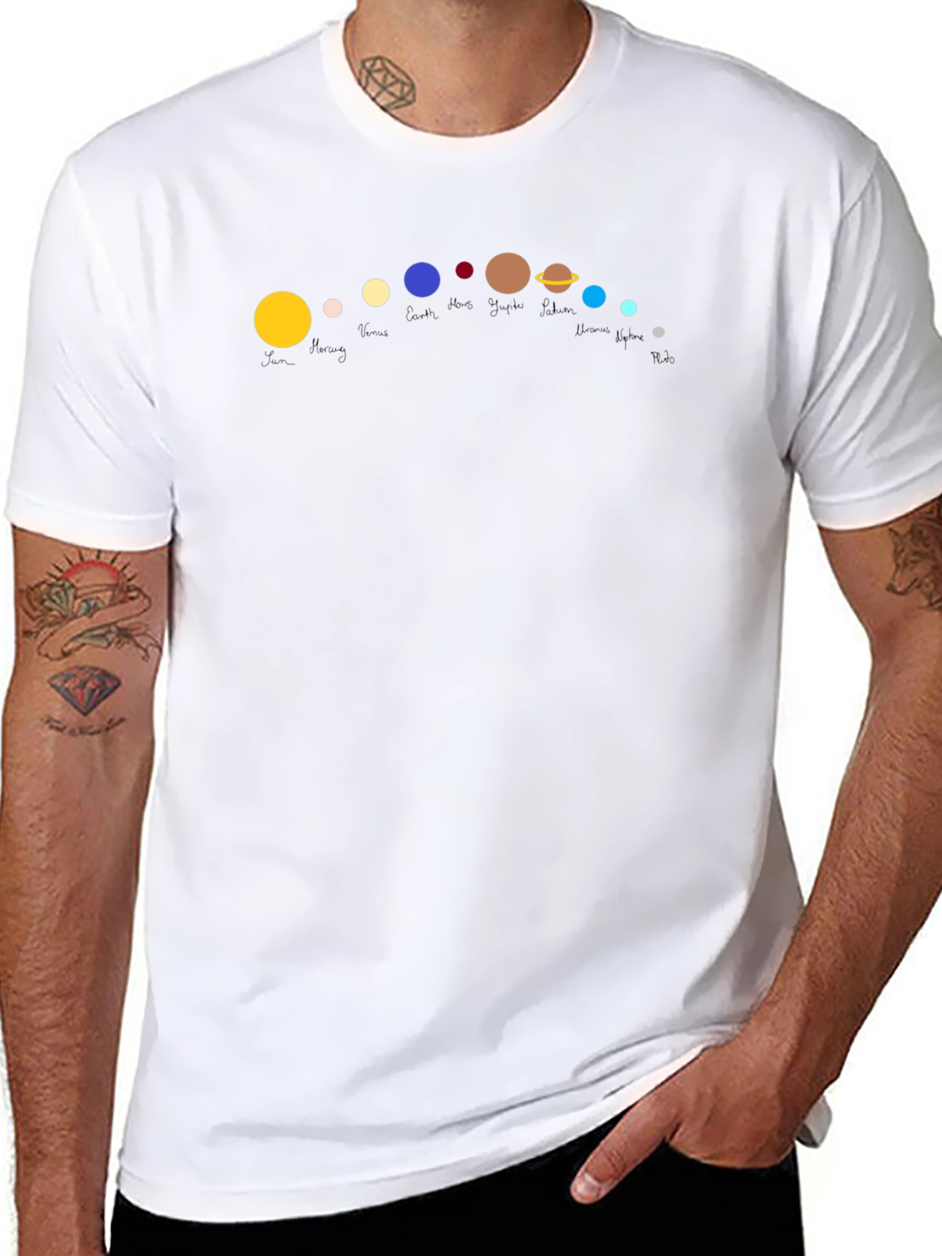 Solar System Planets Graphic Black T-Shirt