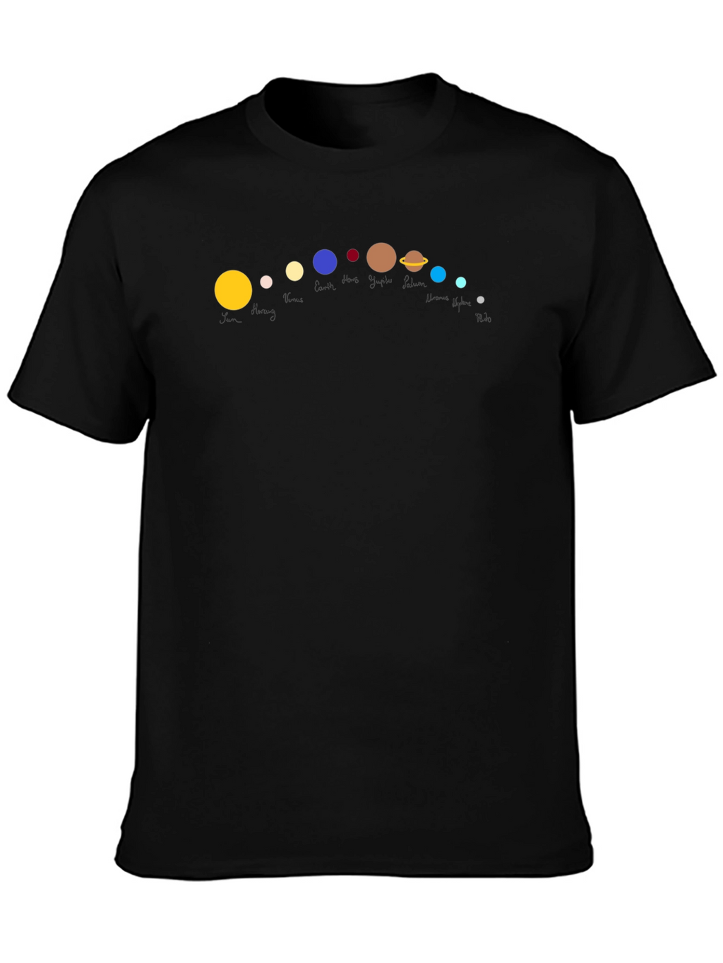 Solar System Planets Graphic Black T-Shirt