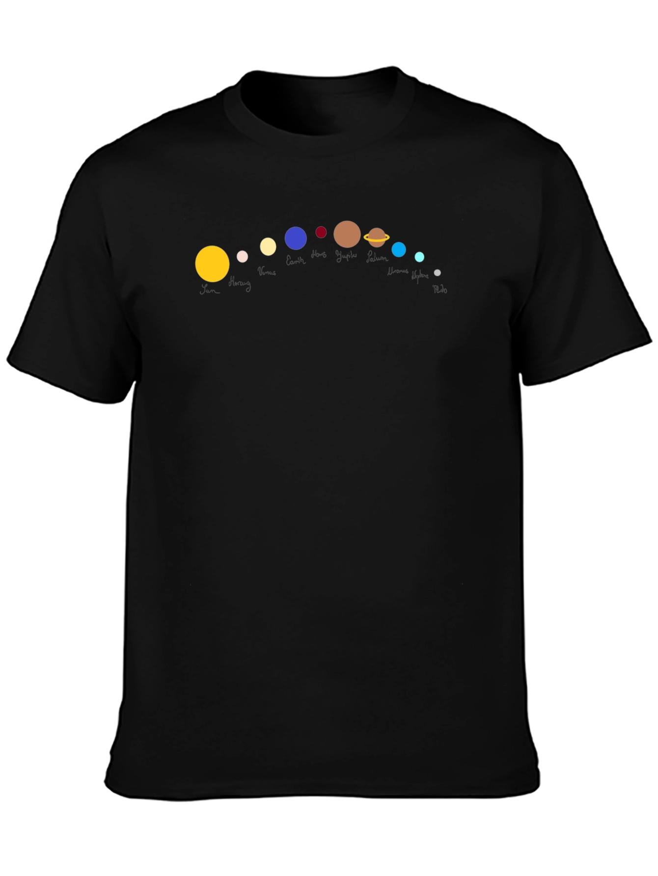 Solar System Planets Graphic Black T-Shirt